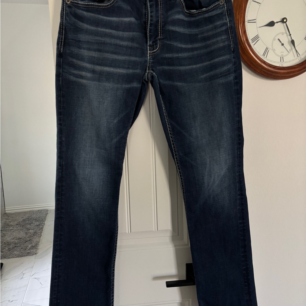BKE Blue Straight Jeans with Natural Fading